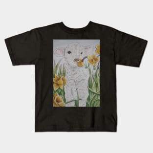 Baby Lamb watercolor painting Kids T-Shirt